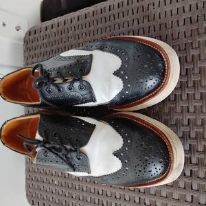 Men's Black and White Brogue Shoes